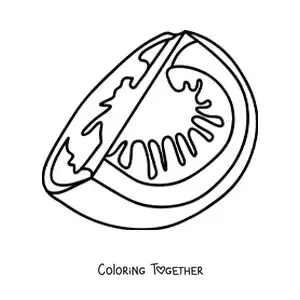 Coloring page of a piece of tomato