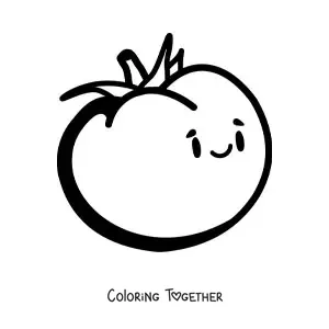 Coloring page of a big animated tomato