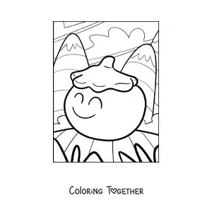 Coloring page of an animated tomato