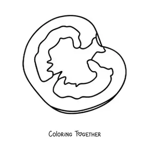Coloring page of a tomato cut in half