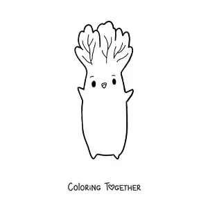 Coloring page of a kawaii lettuce