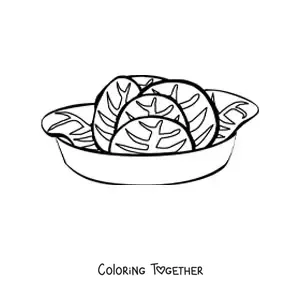 Coloring page of a plate of lettuce salad