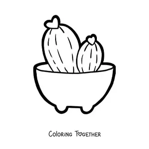 Coloring page of a cute cactus in a pot
