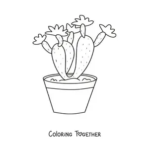 Coloring page of a cactus planted in a pot