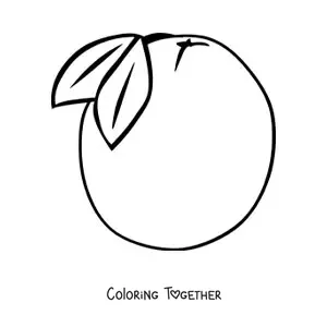Coloring page of an orange with two leaves