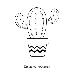 Coloring page of a big cactus