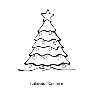 Coloring page of a Christmas pine tree