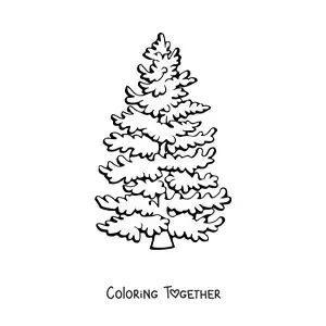 Coloring page of a leafy pine tree