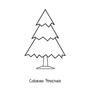 Coloring page of a big pine tree