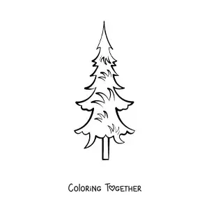 Coloring page of a simple pine tree