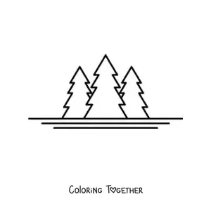 Coloring page of three pine trees