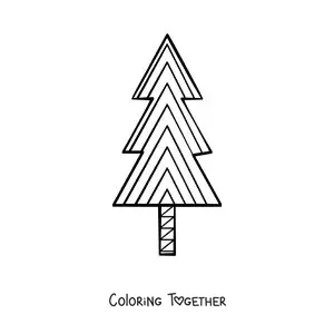 Coloring page of a pine tree drawn with triangles