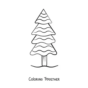 Coloring page of a pine tree drawn with stripes