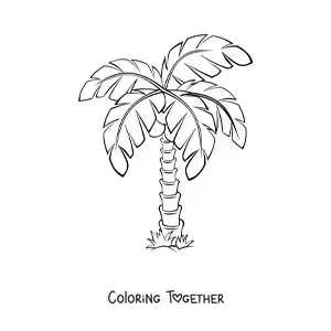 Coloring page of a simple palm tree
