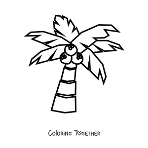 Coloring page of a coconut palm