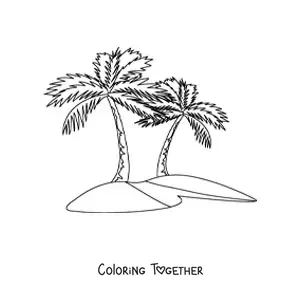 Coloring page of two palm trees