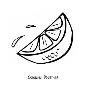 Coloring page of a juicy slice of orange