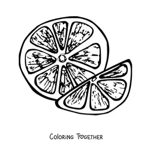 Coloring page of two slices of orange