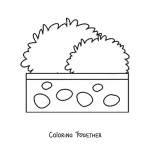 Coloring page of a bush in a pot