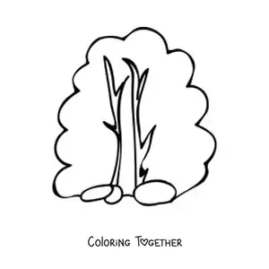 Coloring page of a big bush