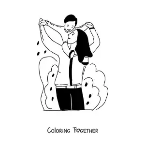 Coloring page of a mom playing with her child