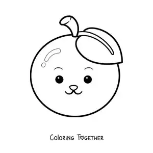 Coloring page of a cartoon kawaii orange