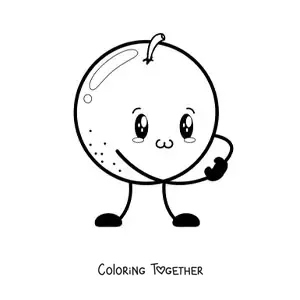 Coloring page of a smiling cartoon orange