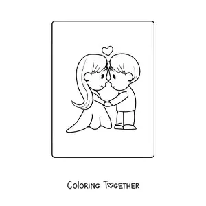 Coloring page of a couple in love