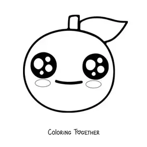 Coloring page of a cartoon kawaii orange with big eyes