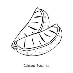Coloring page of two slices of orange