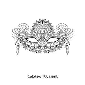 Coloring page of a carnival mask