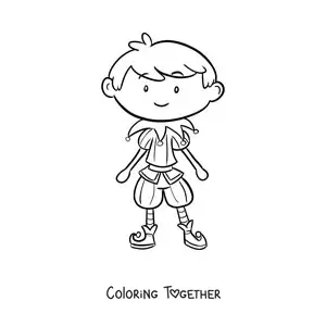 Coloring page of a boy dressed up for carnival