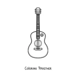 Coloring page of a Spanish guitar