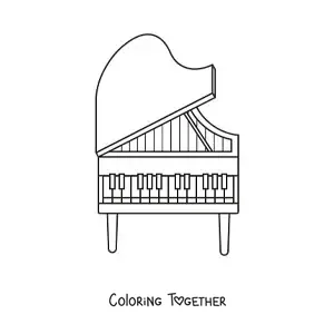 Coloring page of an open grand piano