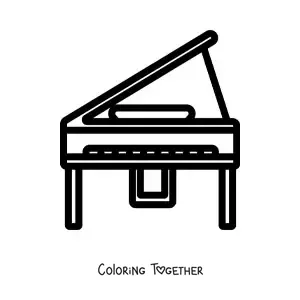 Coloring page of a simple piano
