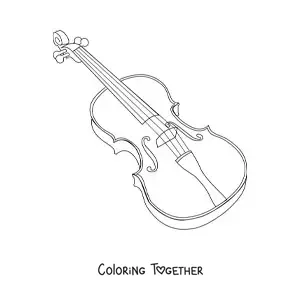 Coloring page of a realistic violin
