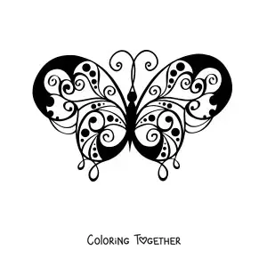 Coloring page of a butterfly with patterned wings