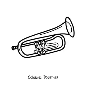 Coloring page of a modern trumpet
