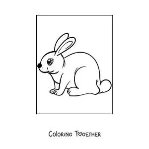 Coloring page of a rabbit sitting in profile