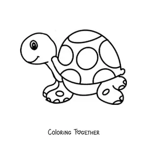 Coloring page of a big cartoon turtle in profile