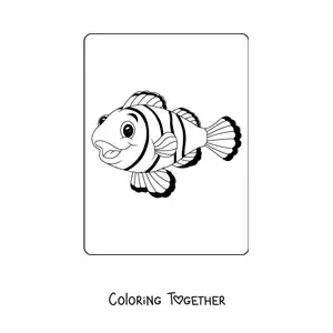 Coloring page of a smiling cartoon clownfish