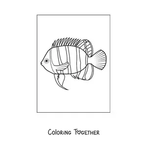 Coloring page of a fish with vertical lines on its body