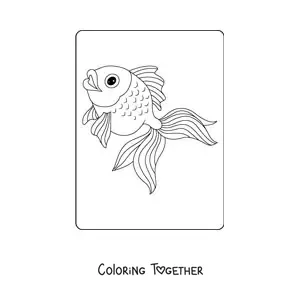 Coloring page of a goldfish with sparkly eyes