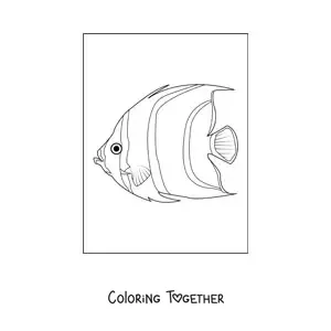 Coloring page of a realistic angelfish