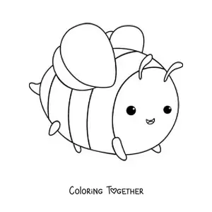 Coloring page of a round kawaii bee with little legs smiling