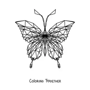 Coloring page of a butterfly with geometric shapes