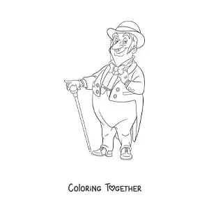 Coloring page of a cartoon of a vintage gentleman