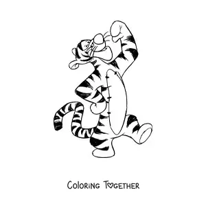 Coloring page of Tigger posing happily