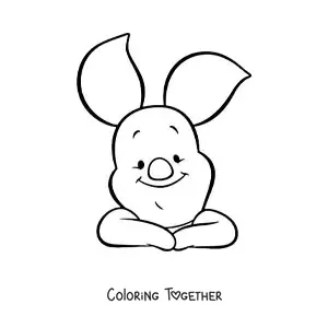 Coloring page of Piglet's smiling face