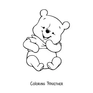 Coloring page of a smiling baby Winnie the Pooh